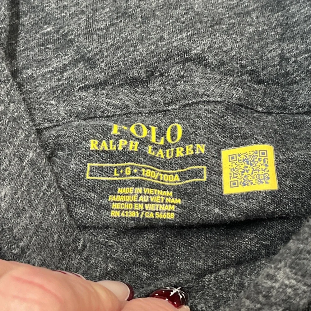 Polo Ralph Lauren Hoodie Mens L Charcoal Gray Pullover Lightweight Preppy Casual